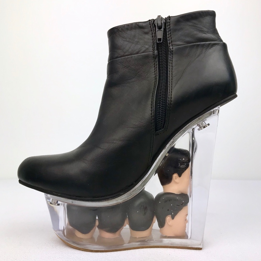 Jeffrey Campbell Black Icy Man Head Lucite Bootie - Picture 4 of 8